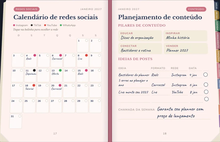 Página do Planner Pessoal 2027