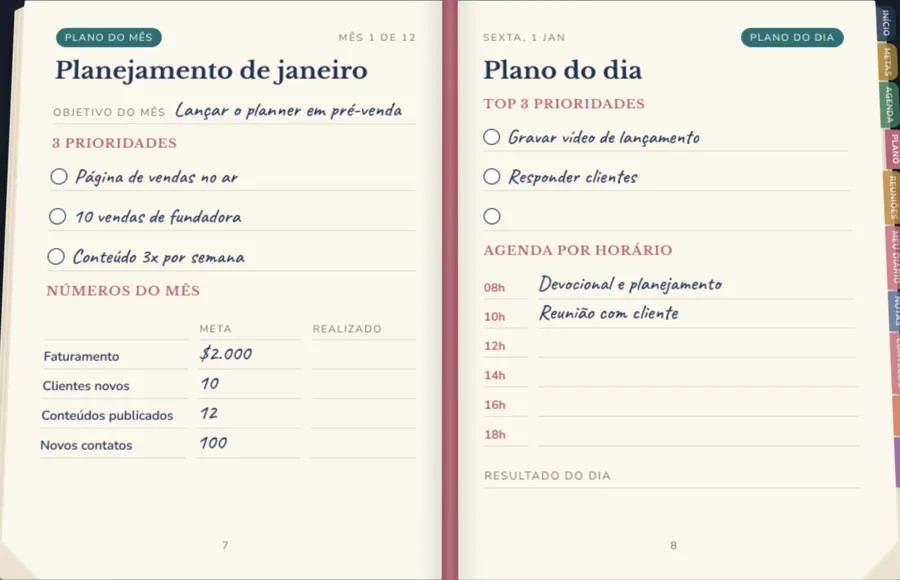 Página do Planner Profissional 2027 · Bônus 2