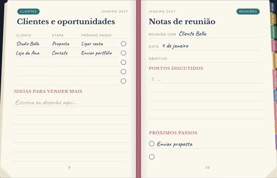 Página do Planner Profissional 2027 · Bônus 2