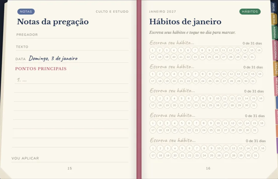 Página do Planner Espiritual 2027 · Bônus 1